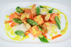 Riesengarnelen auf Lachs & Zander Riesengarnelen auf Lachs & Zander