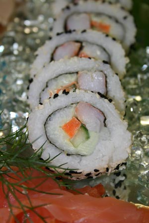 Maki Sushi mit Flusskrebsen Maki Sushi mit Flusskrebsen